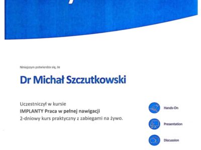 Dr Szczutkowski certyfikat 1 - <span>lek. dent. Michał Szczutkowski</span><br/>