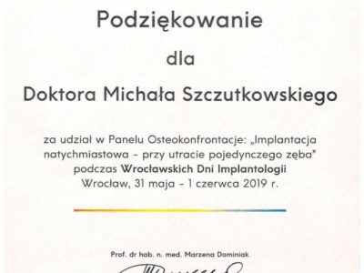 Dr Szczutkowski certyfikat 4 - <span>lek. dent. Michał Szczutkowski</span><br/>