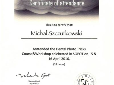 Dr Szczutkowski certyfikat 5 - <span>lek. dent. Michał Szczutkowski</span><br/>