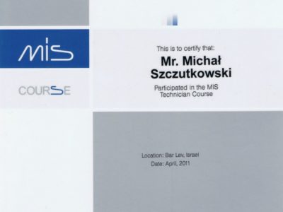 Michał Szczutkowski Kurs dla techników dentystycznych firmy MIS. - <span>lek. dent. Michał Szczutkowski</span><br/>