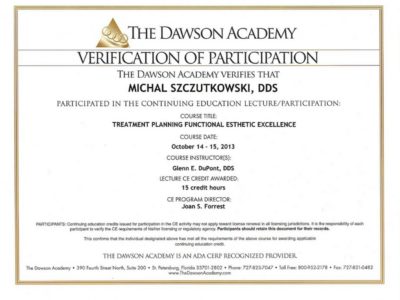 Michał Szczutkowski The Dawson Academy funkcjonalna i estetyczna doskonałość planowanie leczenia - <span>lek. dent. Michał Szczutkowski</span><br/>