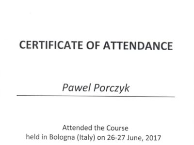 Dr Porczyk certyfikat 15 - <span>lek. dent. Paweł Porczyk</span><br/>specjalizacja w dziedzinie periodontologii