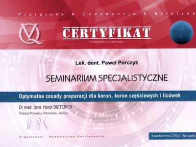 Dr Porczyk certyfikat 19 - <span>lek. dent. Paweł Porczyk</span><br/>specjalizacja w dziedzinie periodontologii