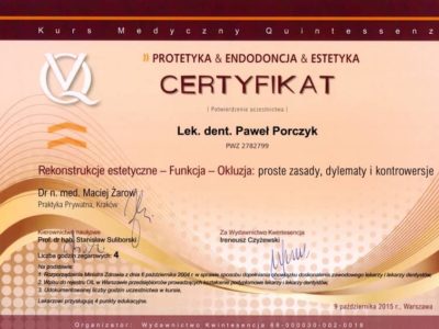 Dr Porczyk certyfikat 20 - <span>lek. dent. Paweł Porczyk</span><br/>specjalizacja w dziedzinie periodontologii