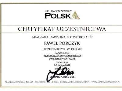 Dr Porczyk certyfikat 24 - <span>lek. dent. Paweł Porczyk</span><br/>specjalizacja w dziedzinie periodontologii