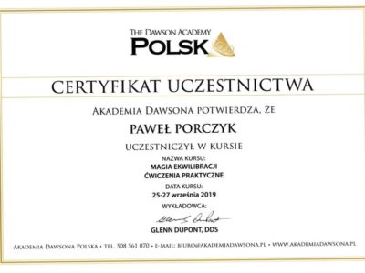 Dr Porczyk certyfikat 29 - <span>lek. dent. Paweł Porczyk</span><br/>specjalizacja w dziedzinie periodontologii