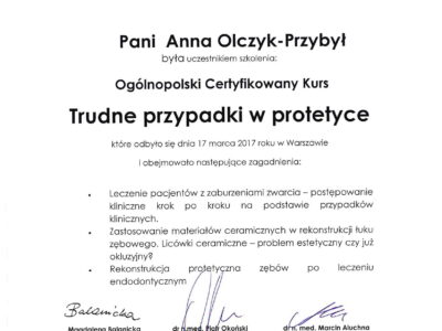 Anna Olczyk certyfikat 17 - <span>dr Anna Olczyk</span>
