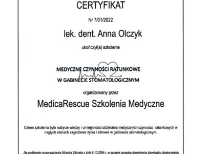 Anna Olczyk certyfikat 8 - <span>dr Anna Olczyk</span>